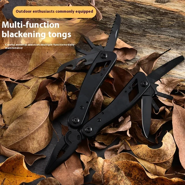 Outdoor Portable Folding Knife Pliers Blackened Stainless Steel Multi-Function Household Field Emergency Tool Factory Metric