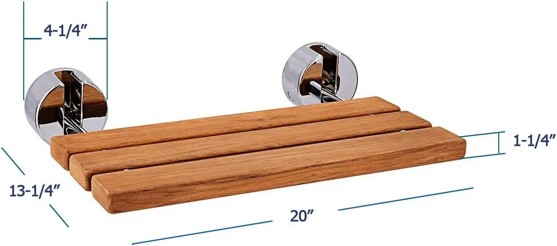 product modern folding teak shower seat stool wall mounted fold down bench for bathroom kitchen bedroom living room-5