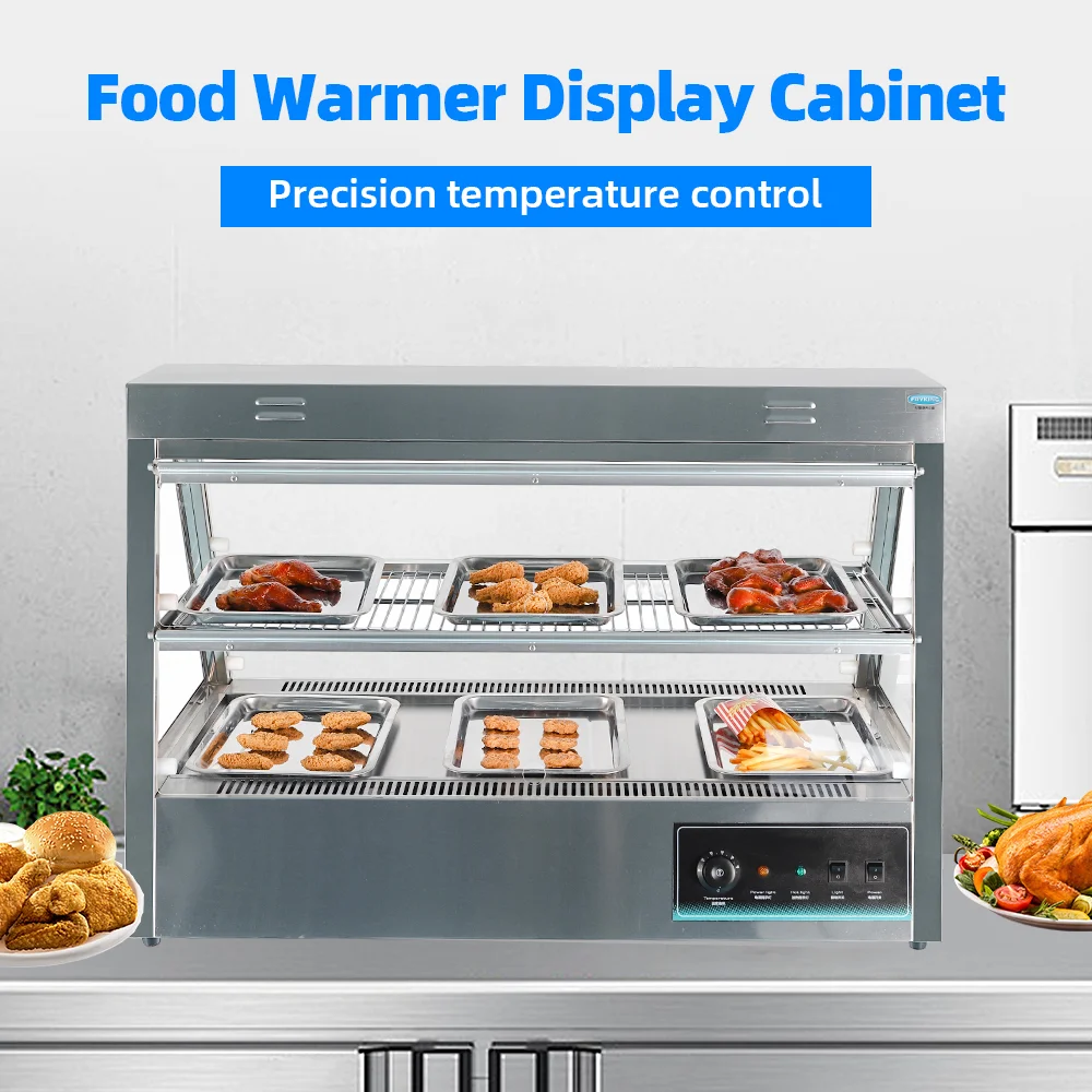 Factory Direct Sales 2 Layers Pie Counter Glass Restaurant Food Display Warmer for Fried Chicken