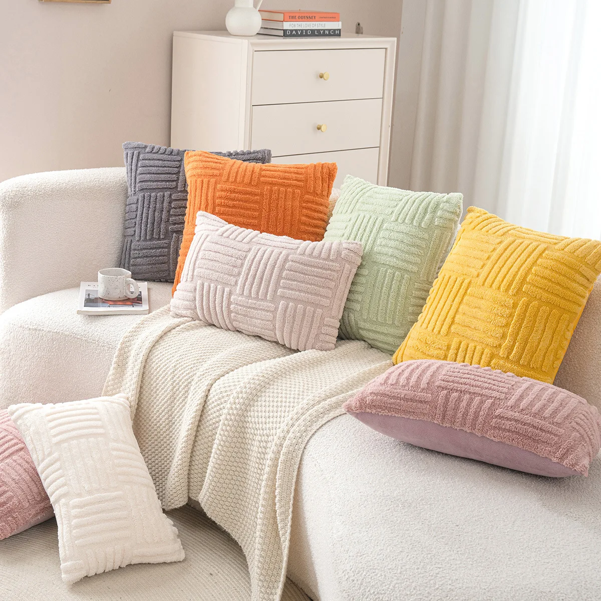 Aoyatex Home solid color cotton wool sofa pillow bedroom living room sofa model room decoration pillow cushion cover details