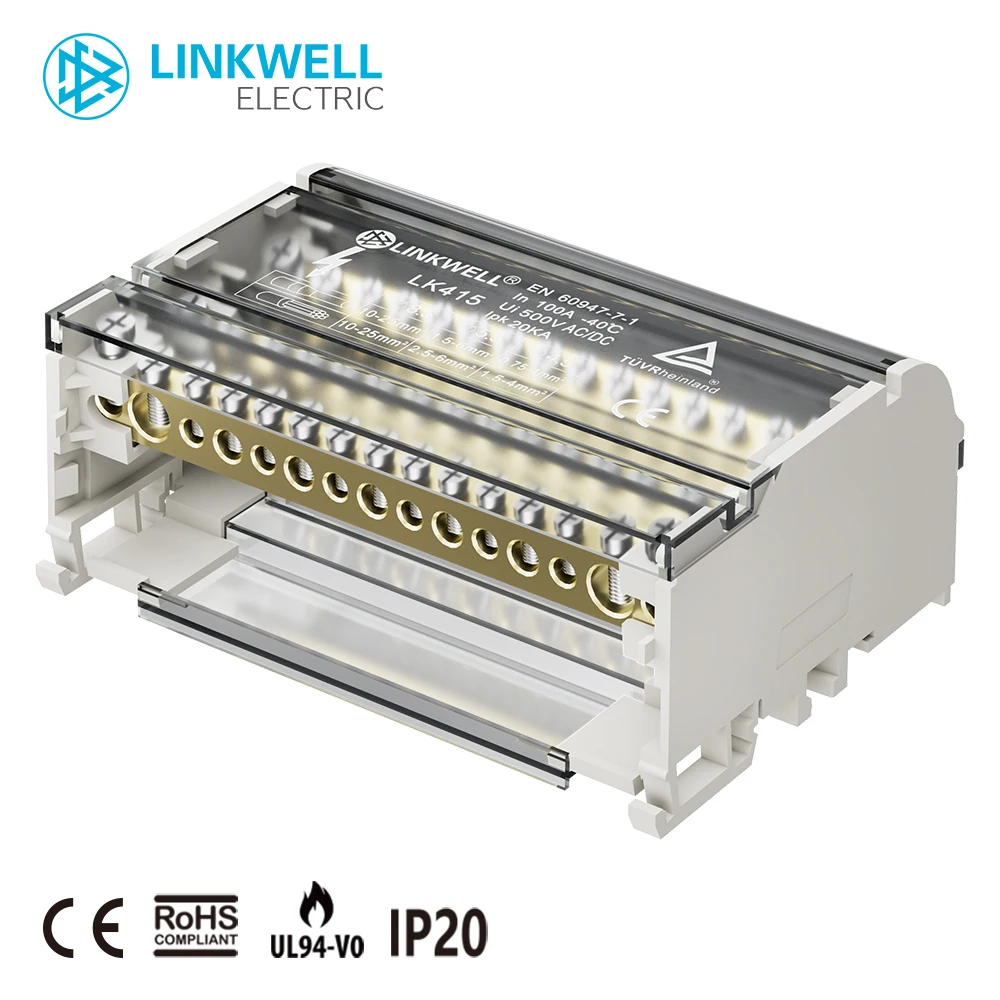 Linkwell LK415 Industrial DIN Rail Power Distribution Block