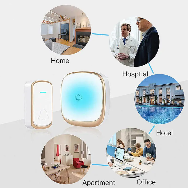 Daytech DB22 Wireless Smart Dingdong Home Doorbell Wholesale 1 Transmitter 2 Receiver Doorbell Chime Speaker Customize Sound