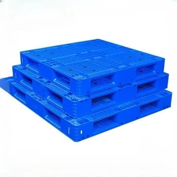 Heavy duty double side face 4 way entry industrial reversible warehouse use stackable large plastic pallet