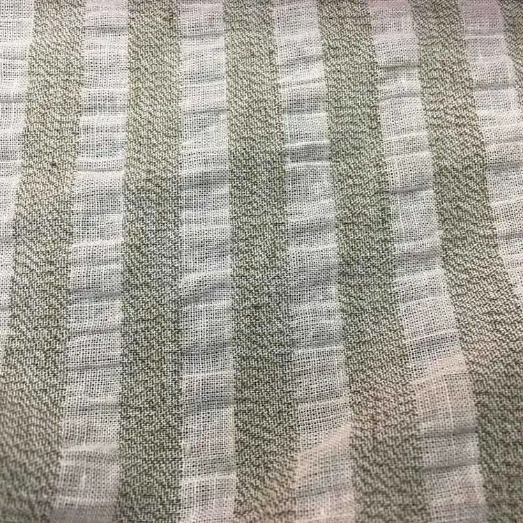 Custom Seersucker Shirt Dress Garment Material Woven Melan Men Washed Multi Striped Linen Cotton
