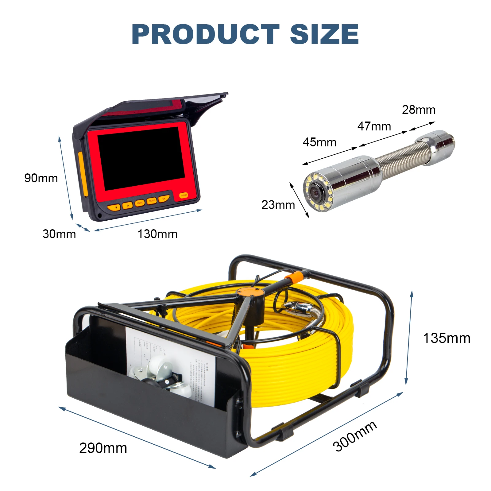 Factory Sewer Pipe Camera with 16GB Video Recording, 4.3inch Screen Plumbling Inspectiom Camera From China