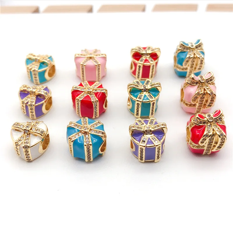 
 Love Heart Gift Zircon Loose Charm Beads with Enamel Fit 14K Pand Designer Making Jewelry for DIY Accessories Bracelet Necklace  