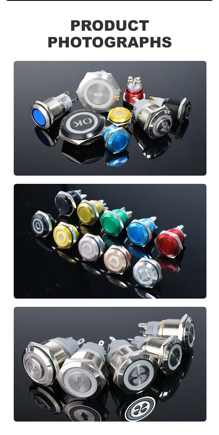 Vaneaims Metal Button Switch - Custom Logo Pattern Symbols