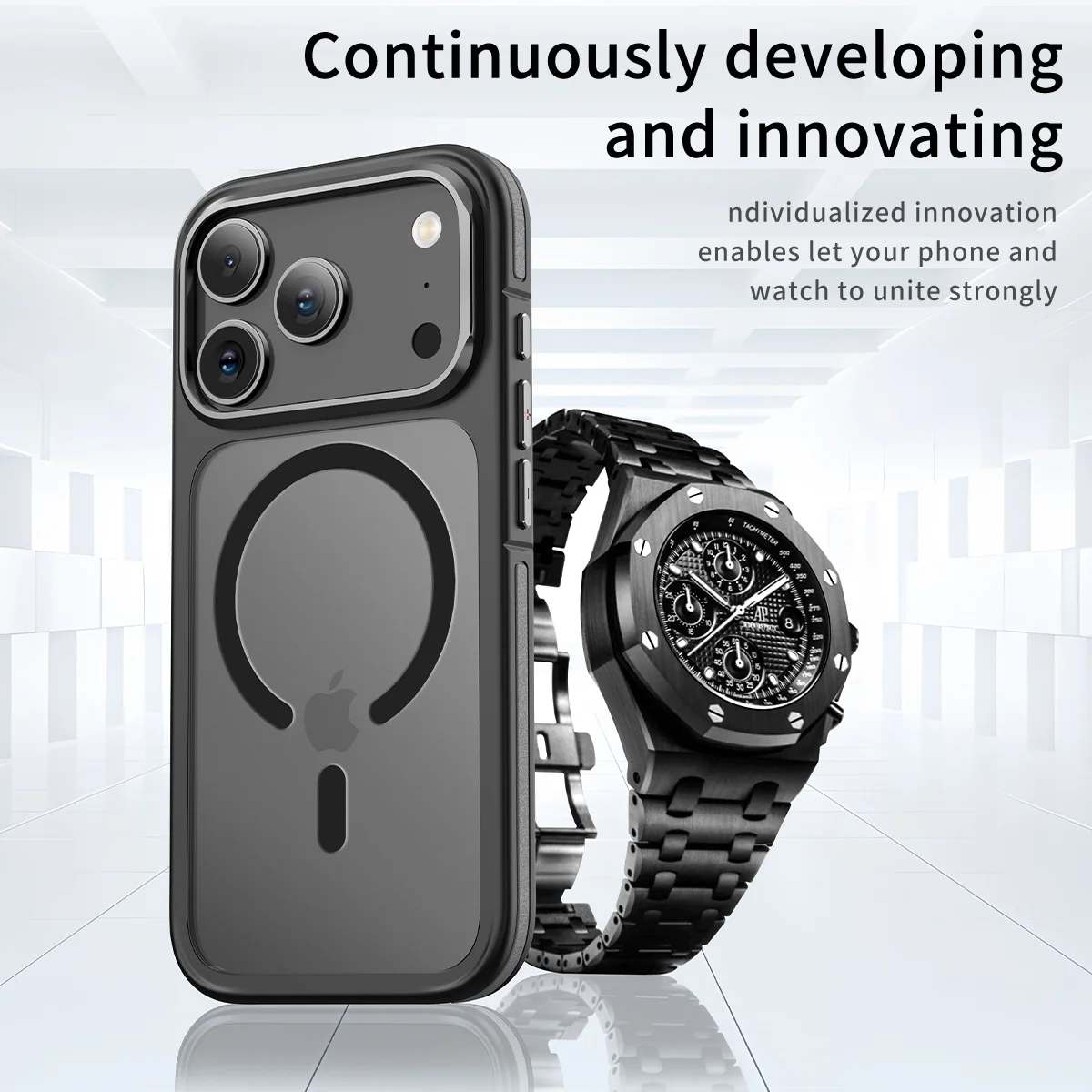 product premium two tone magnetic phone case with skin friendly matte strong magnetic mobile phone back cover for iphone 17 16 pro max-5