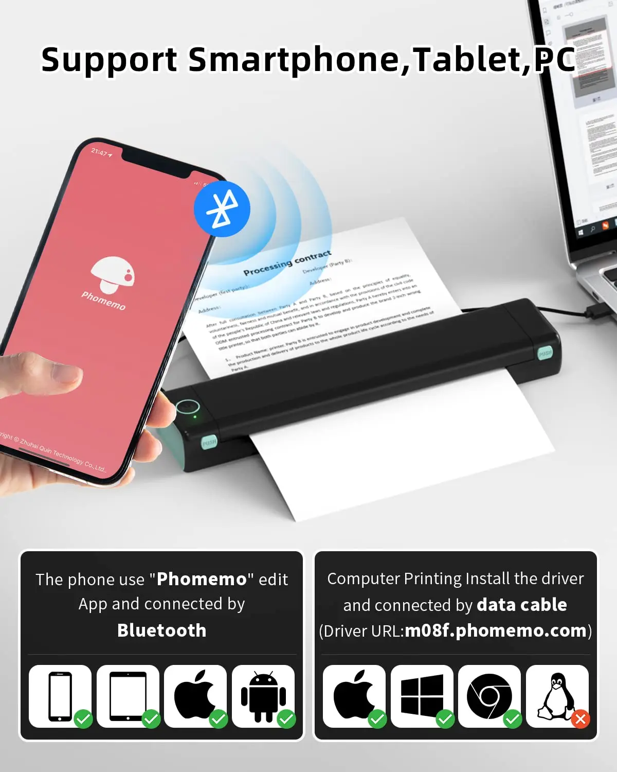 Phomemo M02 Pro Phomemo M08F Mobiler Drucker A4 Für Unterwegs Bluetooth Phomemo M110 Etiketten