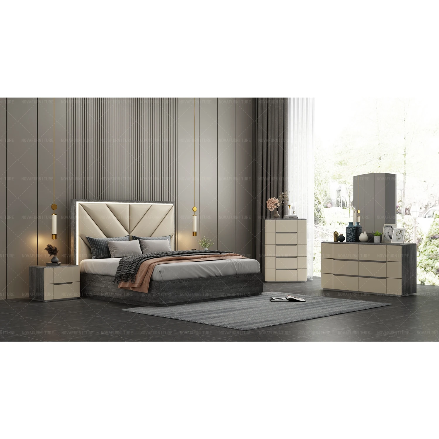 Nova Wooden Bedroom Furniture Set Luxury King Size Bed Classic Modern ...