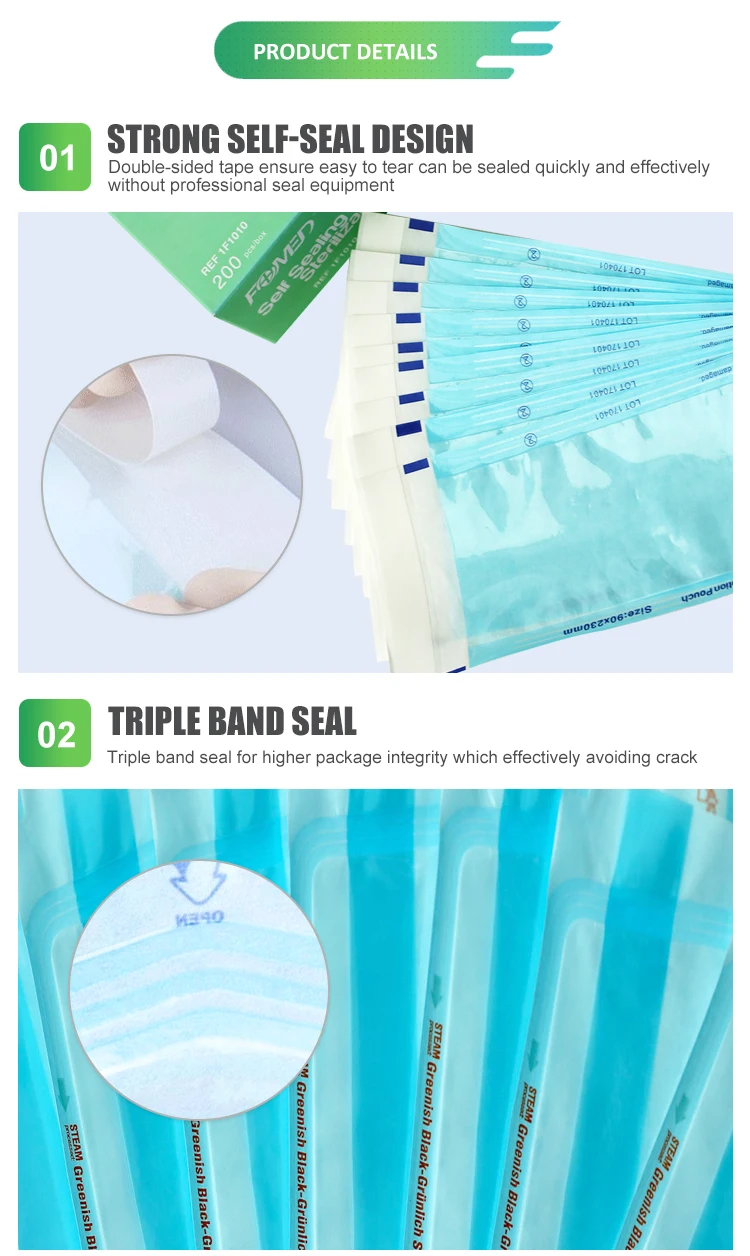 Autoclave Pouch Tubing Sterilization Pouches for Dentist Tools Dental Tattoo Nail Self Seal Sterilization Flat Reel