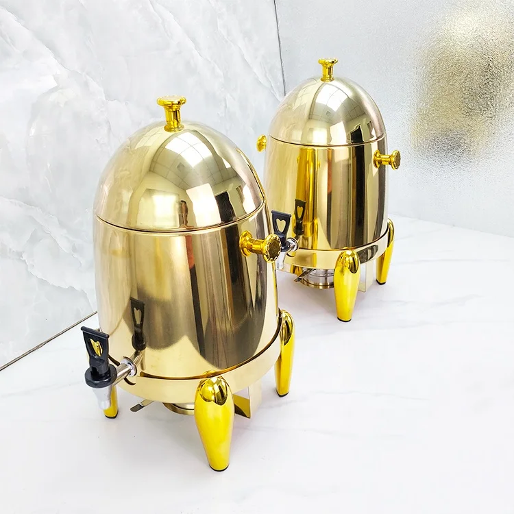 12L Golden Stainless Steel Coffee Dispenser Hotel Catering Heating Drink Container Beverage Dispenser for Cold Drinks Juices