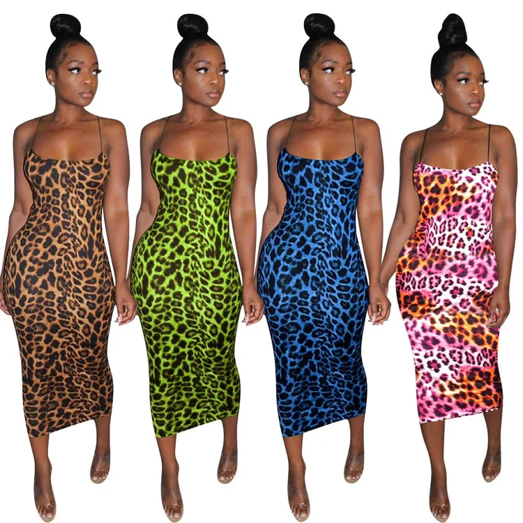 leopard print strap dress