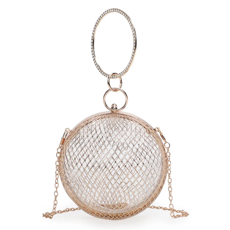 Ladise Metal Clutch Cage Bag Ball Shaped Cross Body Chain Bags Purse  Evening Bag