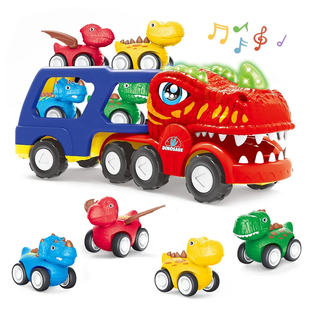Toddler Car 5-in-1 Dinosaur Vehicle Trucks Toys with Sounds Lights