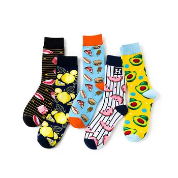 Wholesale Full Cotton Colorful Fruit Socks Animal Festival Funny Novelty Men Custom Design Socks