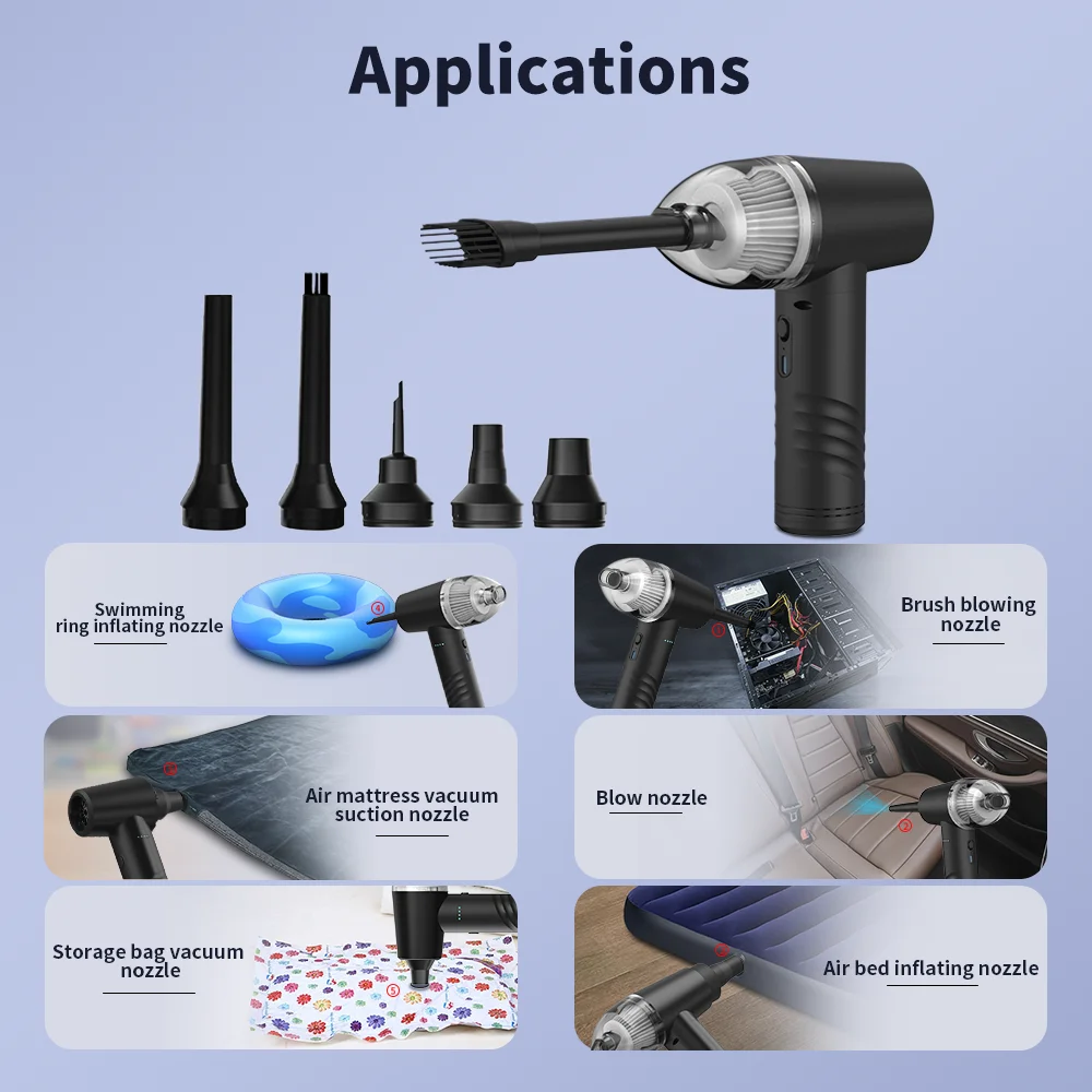 Портативный компактный беспроводной 7000 Электрический автомобильный пылесос 6000 мАч для автомобиля