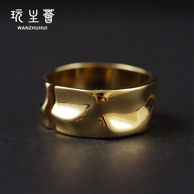 Factory women jewelry copper brass 14k gold filled wide ring