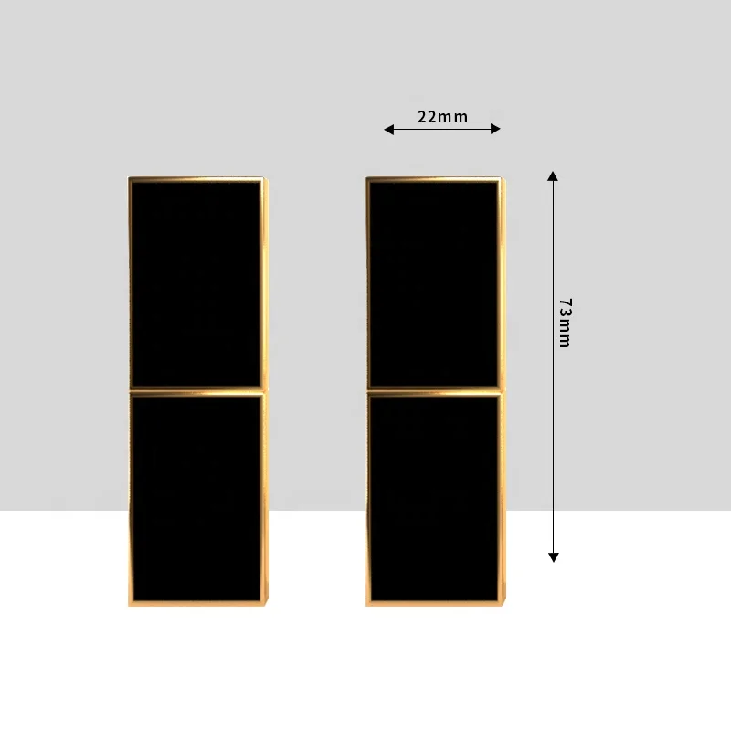 Private Label Luxury Cosmetics Packaging Click Closure Lipstick Tubes Square Black and Gold Gold Lip Balm Tube