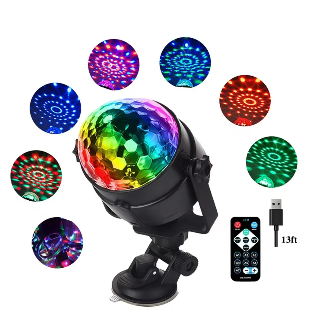 Disco Strobe Light Crystal Magic Ball RGB Stage Light with Remote Control