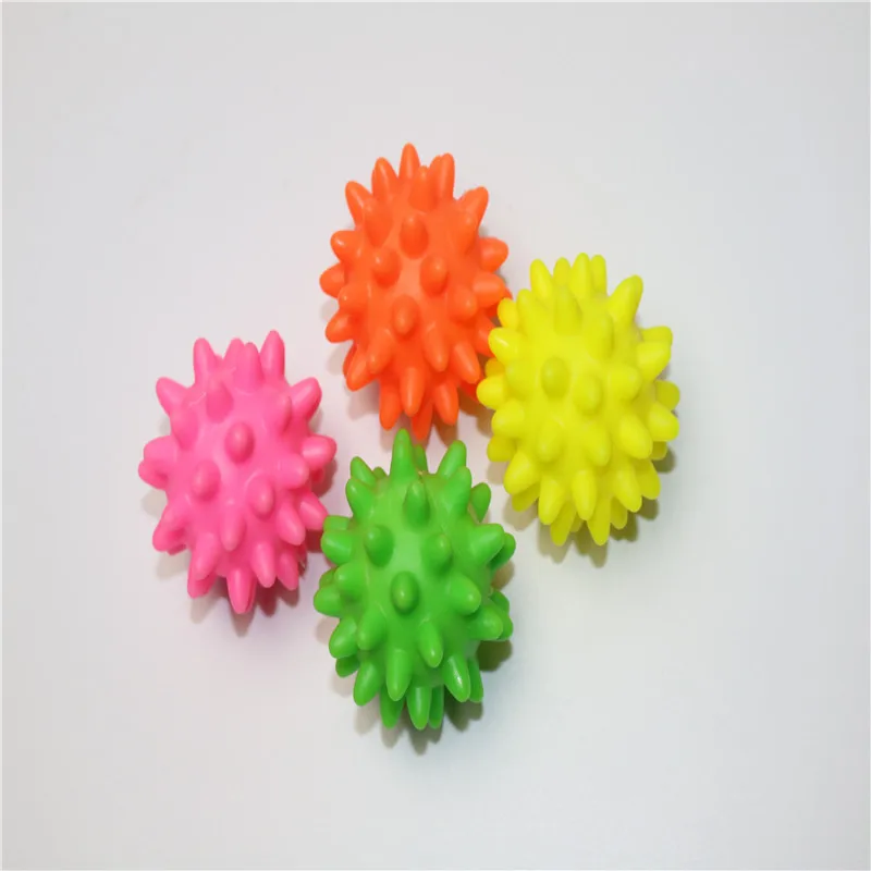 Vinyl Spiky Squeaky Ball Interactive Pet Toy Hair Thorn Wave Play Teeth 