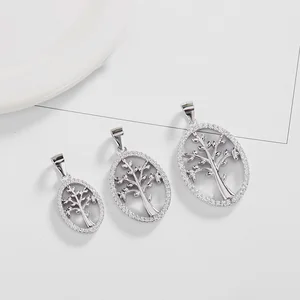 POLIVA Christmas Gift Women's 925 Sterling Silver Charm Pendants 3A Cubic Zirconia Rhodium Plated Nickel Free Pendant Tree Life