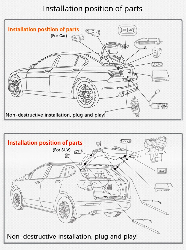 Auto spare parts automatic power tailgate auto parts power liftgate kit for Mazda 3