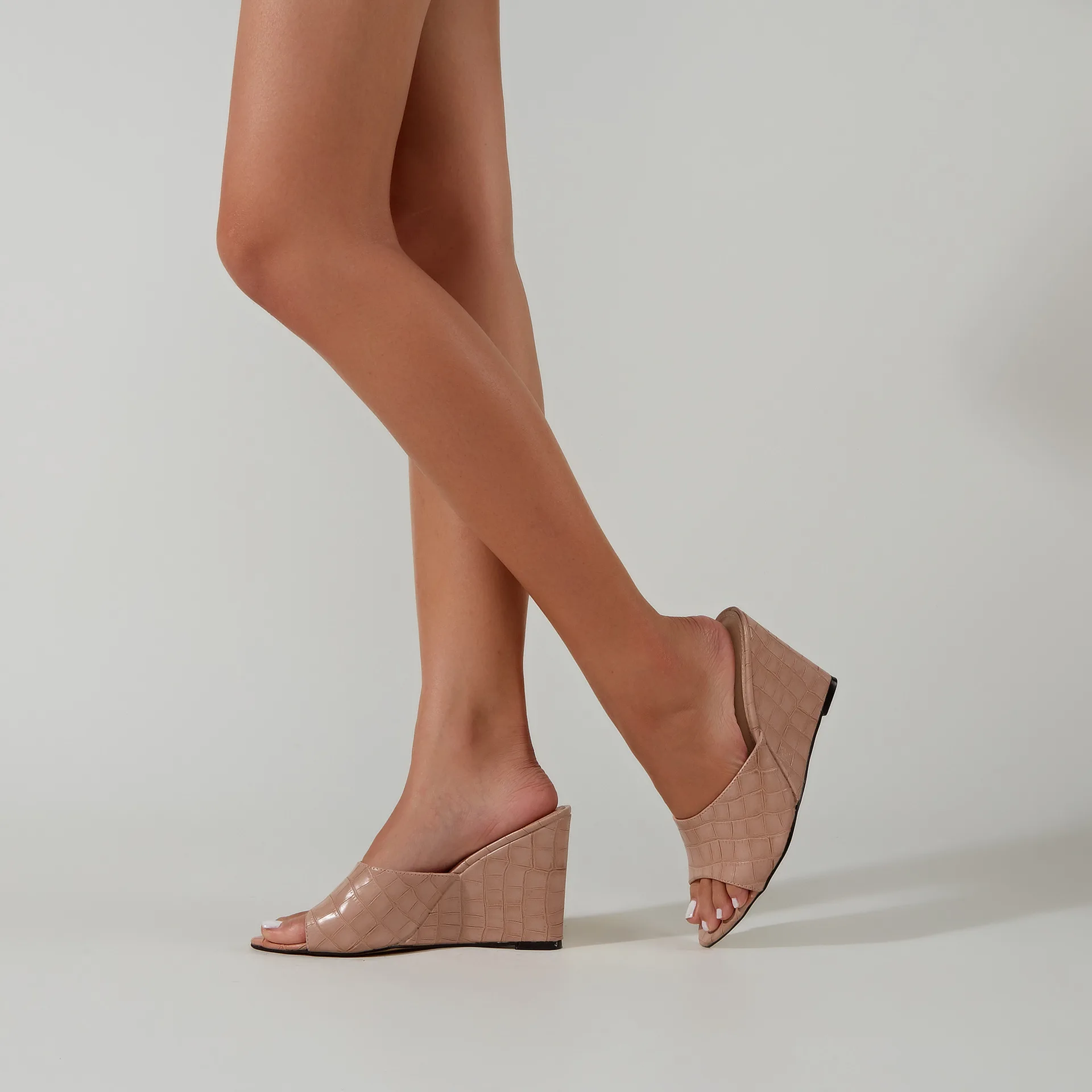 New Styles Fashion Summer Crocodile Pattern Leather Sexy Wedge Evening Shoes Women High Heel Pumps - Image 6