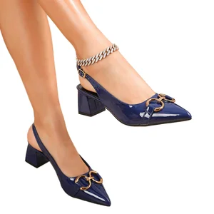 Women's Elegant High Heels Wedding Sandals Patent Leather Metal Buckle Slim Fit Slip-On Closure Breathable Lightweight PU Lining