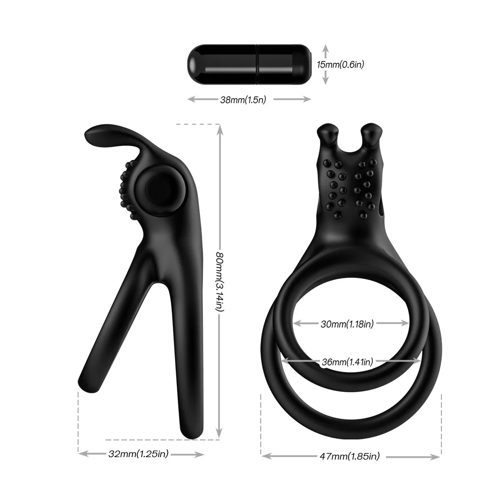 Vibrating Cock Ring with Bunny Ears Silicone Penis Ring Couple Vibrator Sex  Toys for Men Couples
