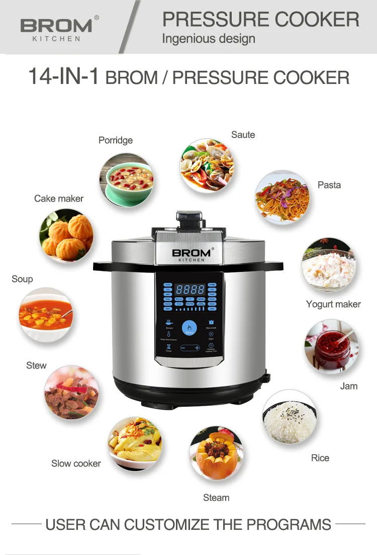 6L Programmable Electric Pressure Cooker LED Display Stainless Steel Housing Aluminum Inner Pot for Home Hotel Cooks Rice More