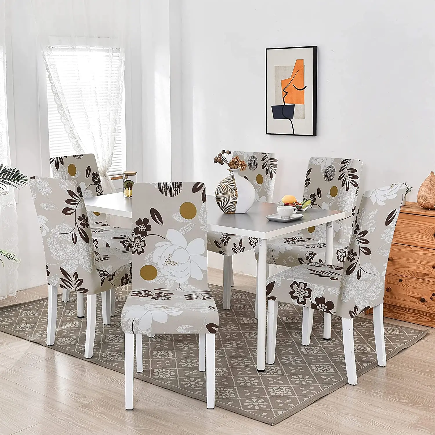 Set 4 Coprisedie Elasticizzati Con Cintura Di Sicurezza – SPRINGRICO Per Sala Da Pranzo, Blu Tallone - 2