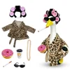 Leopard print-curling iron and bathrobe set