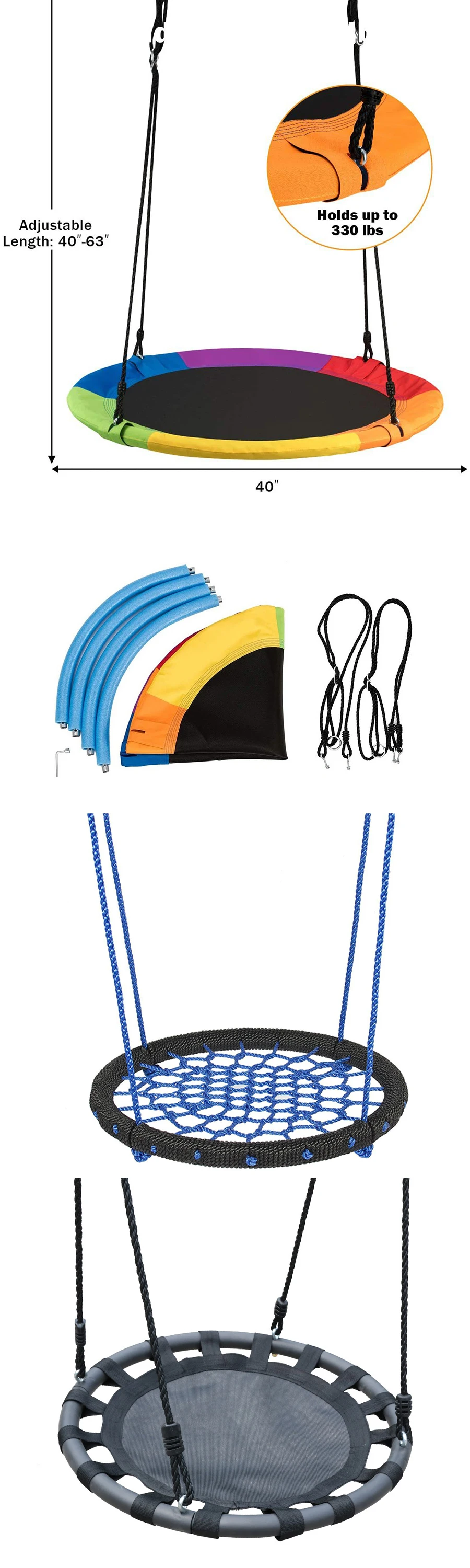 Outdoor Flying Saucer Tree Swing With Straps For Kids,Garden Hanging