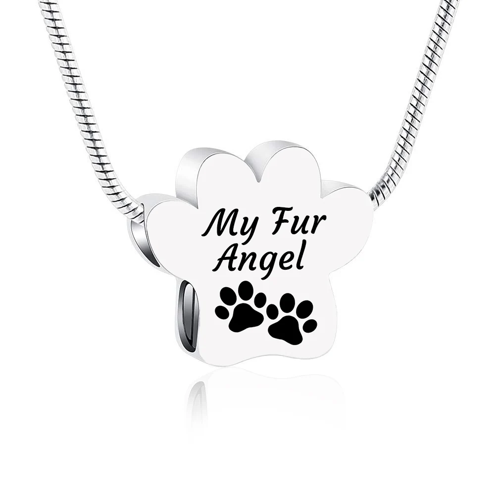 Cremation jewelry cat paw stainless steel urn necklace to commemorate pets / relatives seven styles of optional aluminum urns