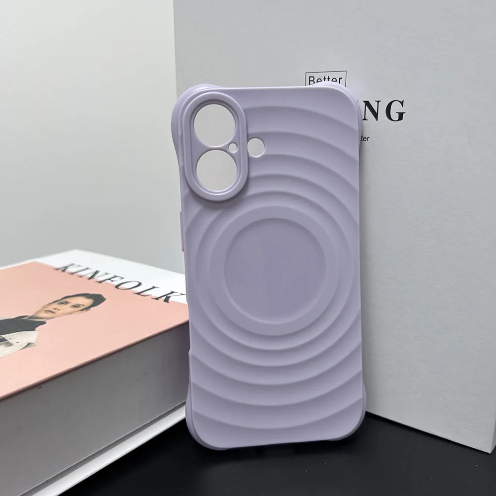 Tpu Phone Case For Iphone 16 Pro Max Plus Simple Cases Candy Color Cover Water Ripple Circle Mobile Sjk513 Laudtec details