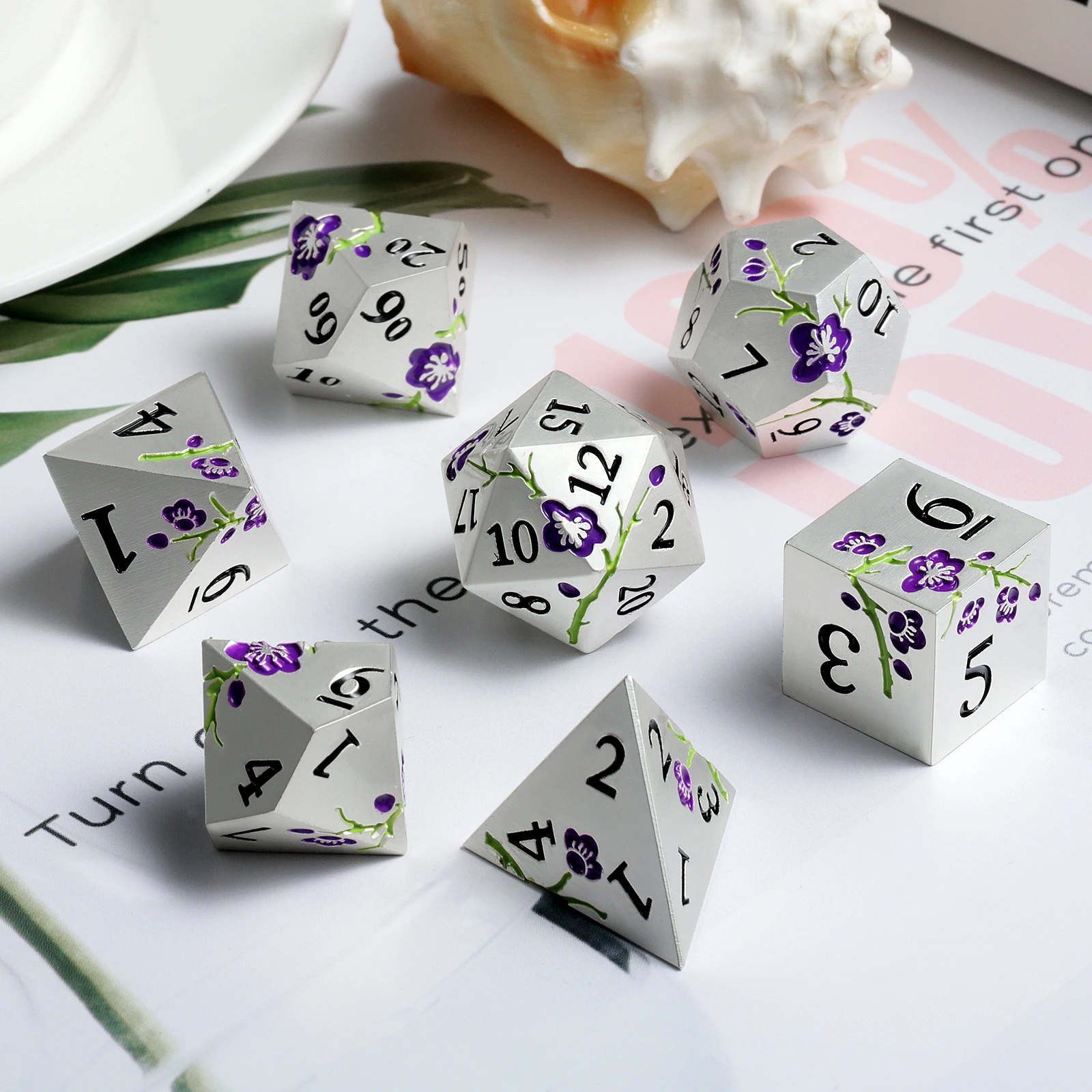 New Style Polyhedral Metal Dnd Dice Bulk Custom Metal Dice Dnd Plum