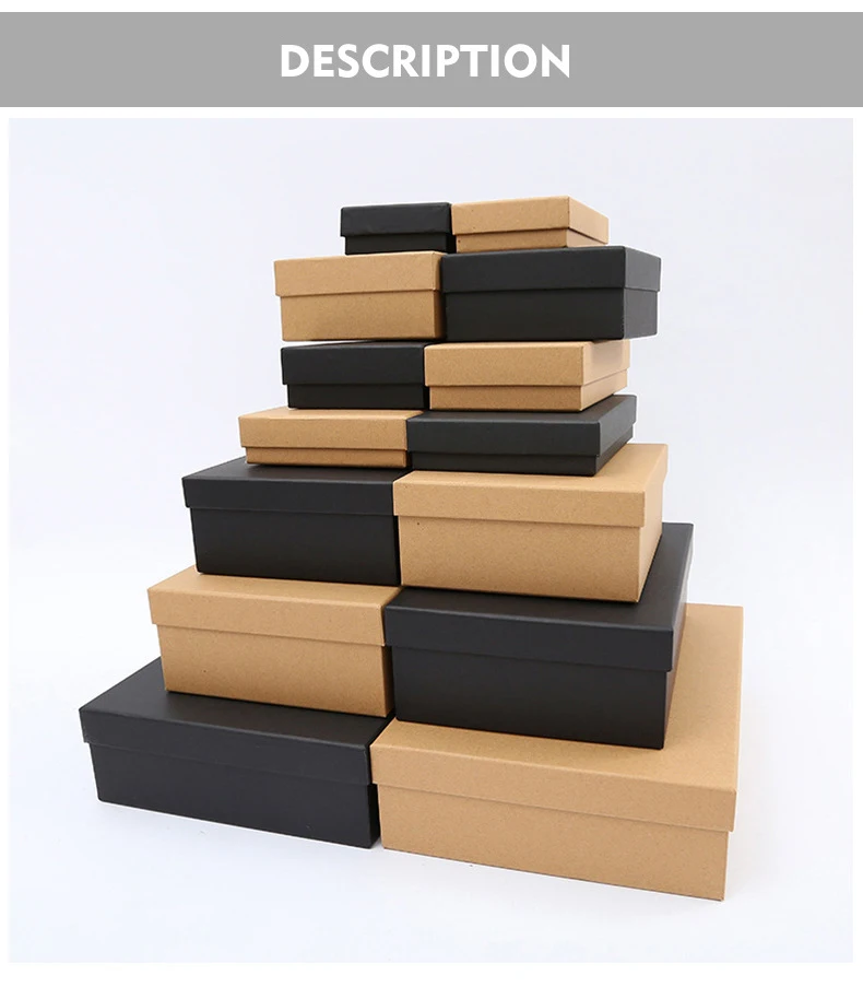 New Design Customiezd Size Brown Kraft Paper Black Logo Hat Box