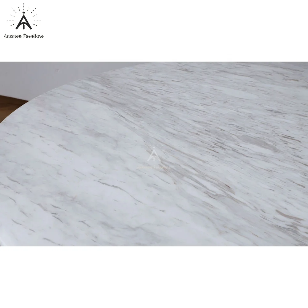 AF T159 Italian Contemporary Design White Marble Fiberglass Oval Tulip Dining Table