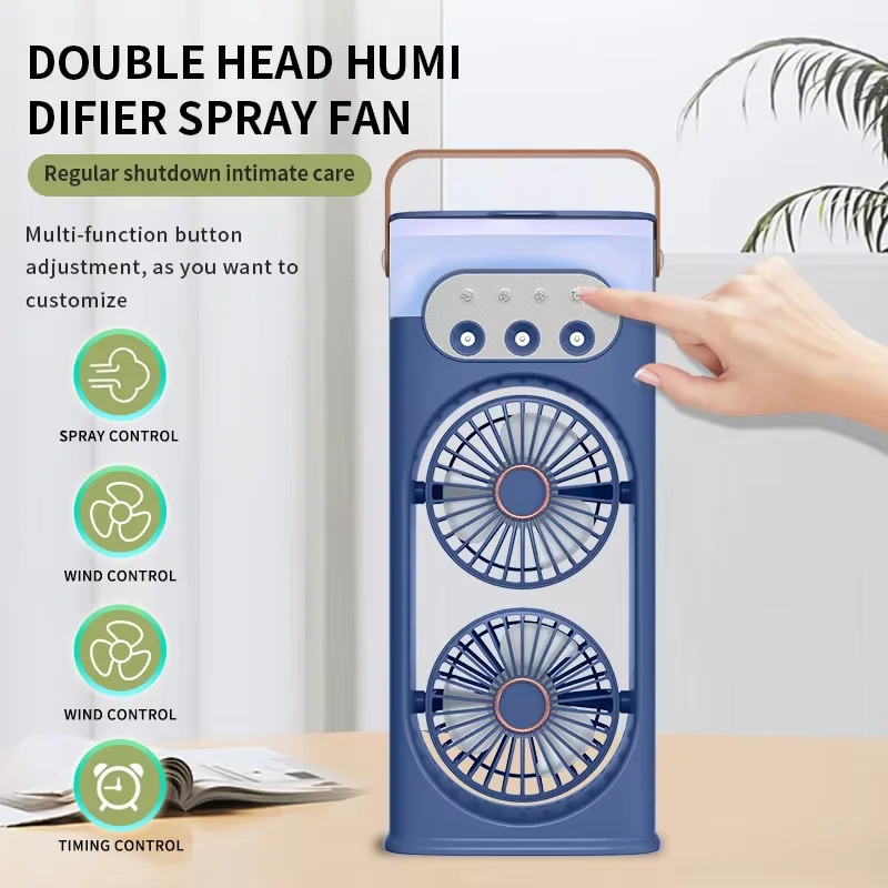 Tragbarer Mini-Tischventilator mit Klimaanlage, 3 Windstufen, Wassernebelfunktion, elektrisch/batteriebetrieben, für den persönlichen Raum, für Zuhause oder Büro._voghion.com