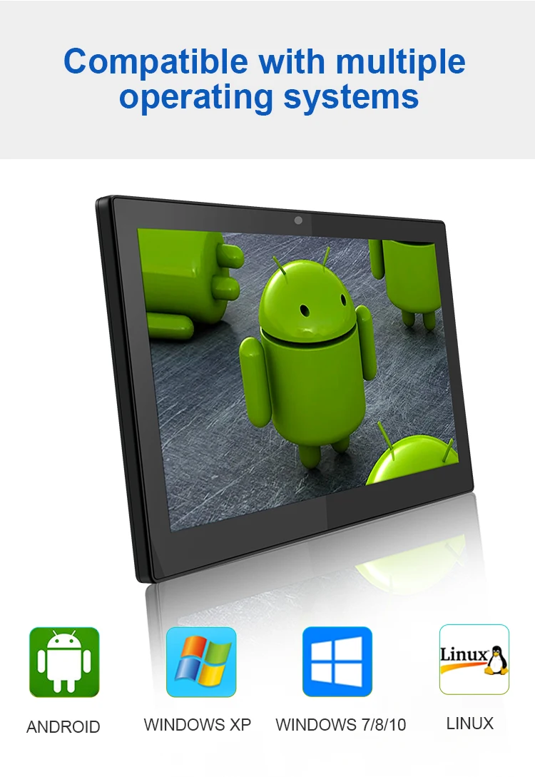 13.3 Inch All-in-One Industrial PC Wall Mount AMD Quad Core 2+16/4+16 IPS1920x1080 Full HD Capacitive Touch Screen