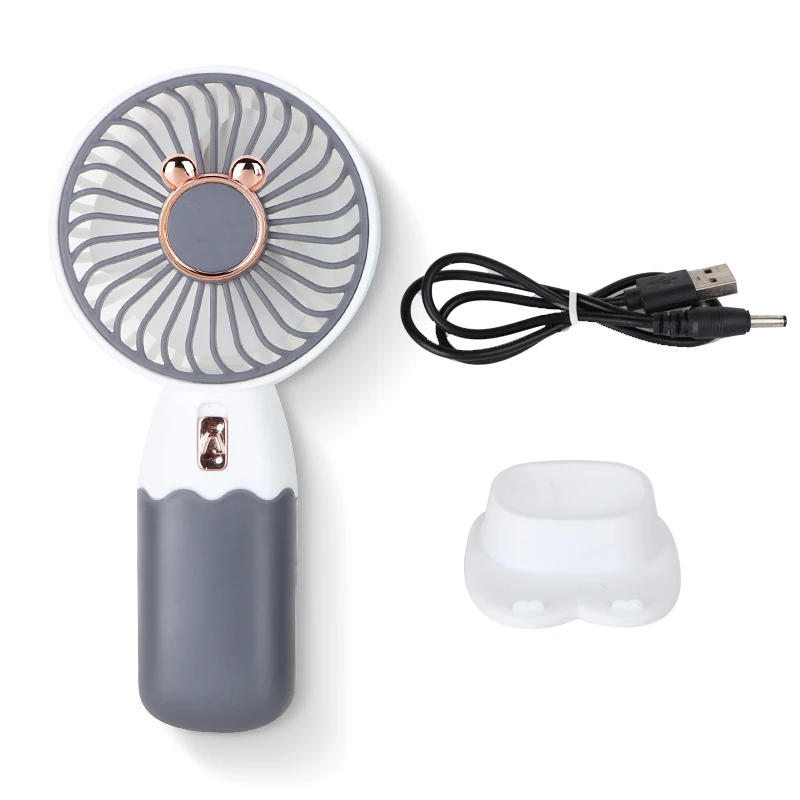USB Rechargeable Mini Portable Fan Detachable Base Cute 5V Wind Speed Desktop Fans for Office Study Car Home Use Battery-Powered