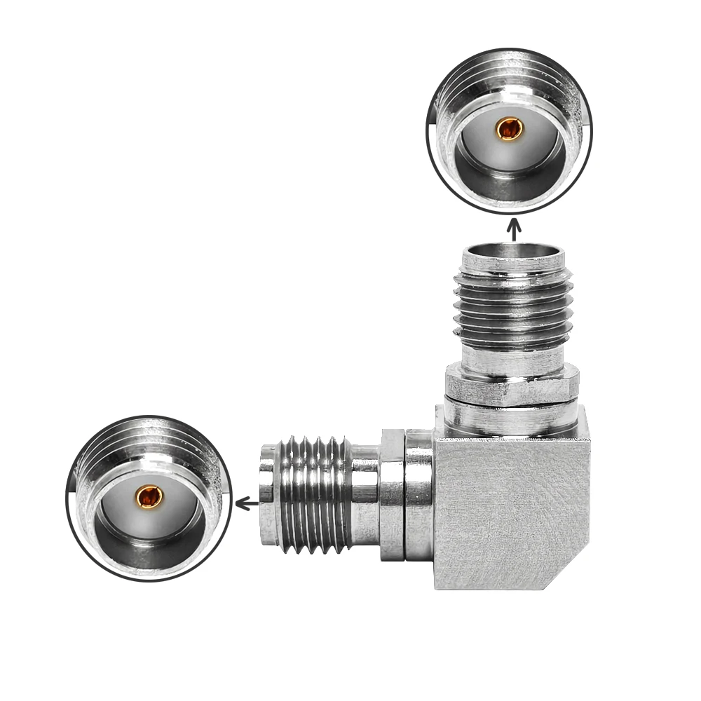 Factory Supply Sma Female Jack Hembra to Sma Female  Right Angle RA 90 Degree Rf Stainless Steel Coax Coaxial Adaptor Adapter