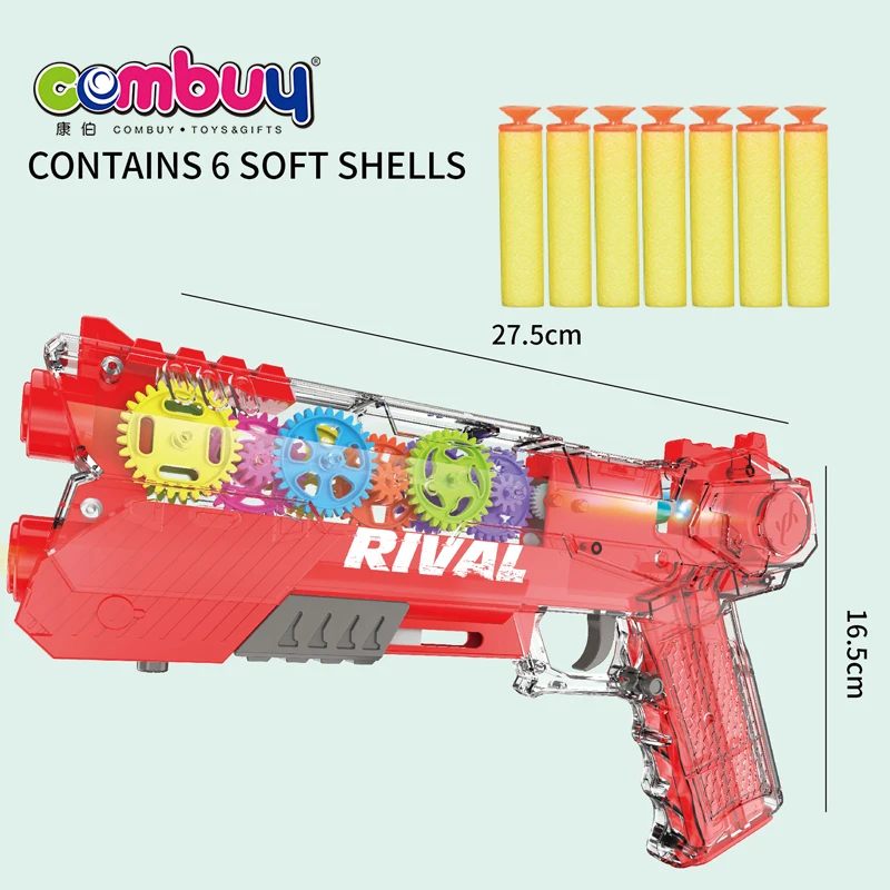 Acoustooptic Soft Bullet Shooting Transparent Projection Toy Electric Gear Gun