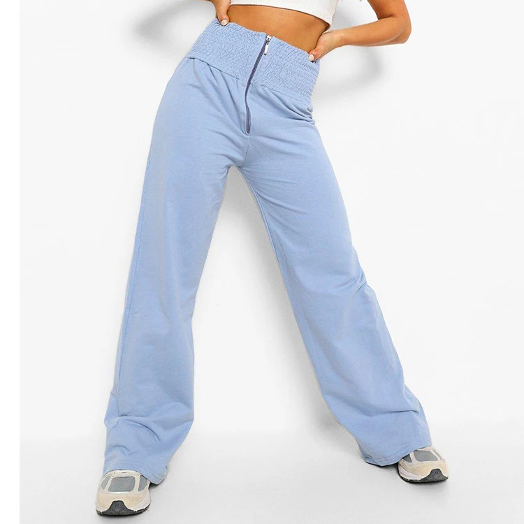 Wide Leg Joggers Pants Women Shirred 