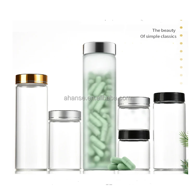 Ahanse Custom Logo 150ml 250ml Pharmacy Pharmaceutical Glass Vitamin Capsule Container Pill Gummies Bottle Packaging