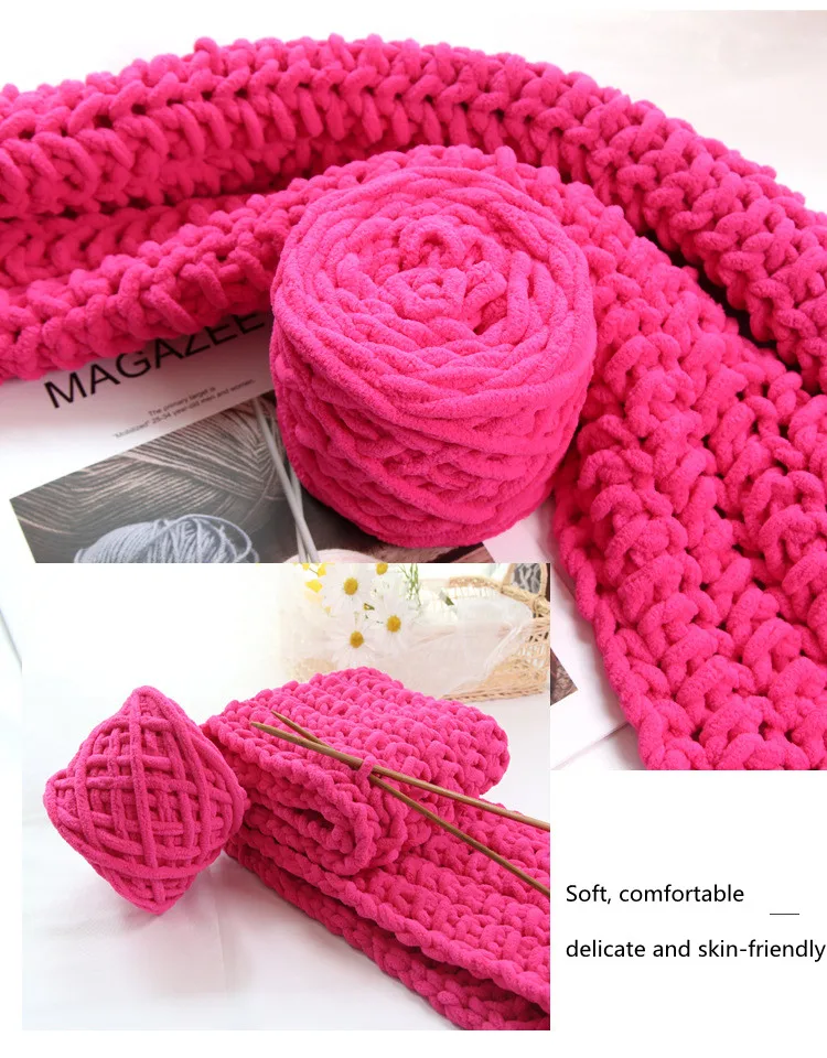 Multicolor Chunky Crochet Yarn Knitting Woven Blanket Core Strip Line