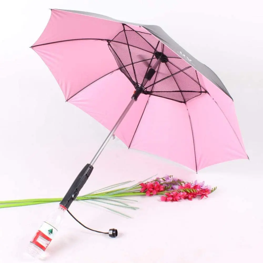 UV Protect Solar Power Umbrella Fan Cooling Fan Umbrella with Fan and Water Spray