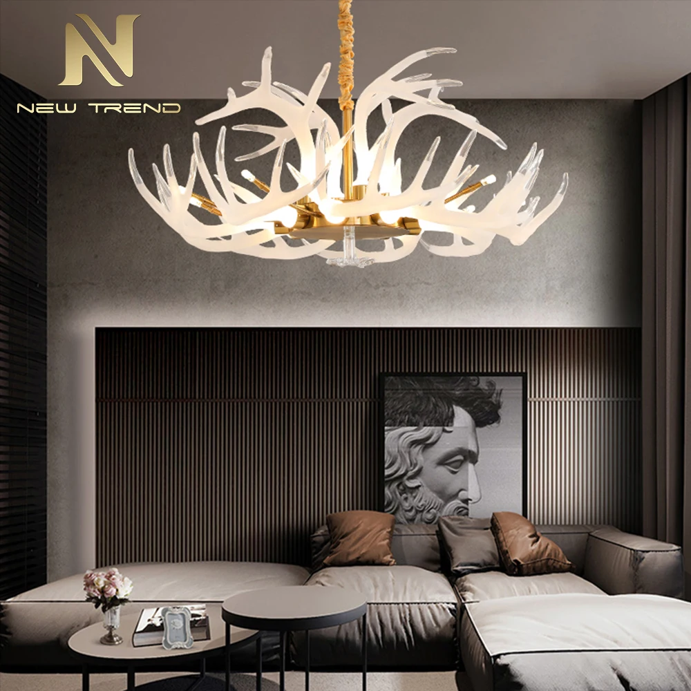 CPL-214 Modern Design Indoor Decoration Custom Hotel Villa Club Gallery Home Dining Living Room Metal Acrylic Antler Branch Chandelier  