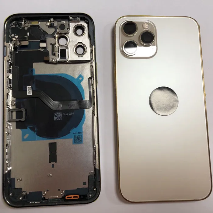 1 шт. задняя крышка батарейного отсека с мелкими деталями для iPhone 12 Pro Max металлическая рамка корпус задний Чехол гибкой громкостью
